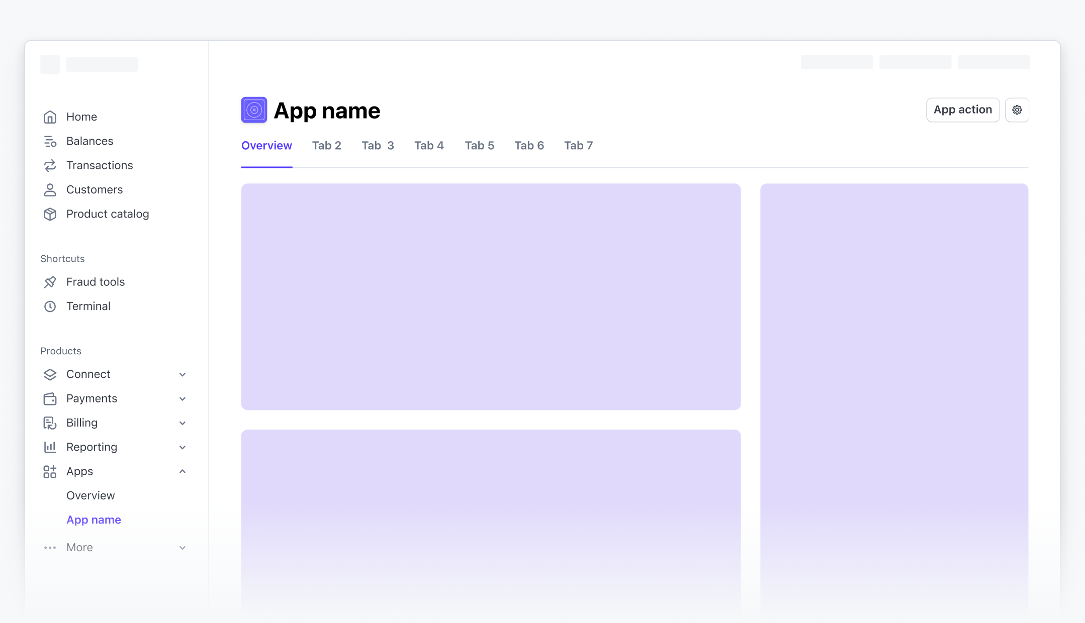 Full-page app overview tab