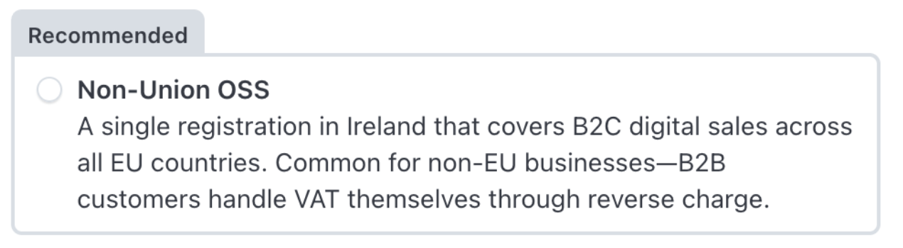 Non-Union OSS registration choice